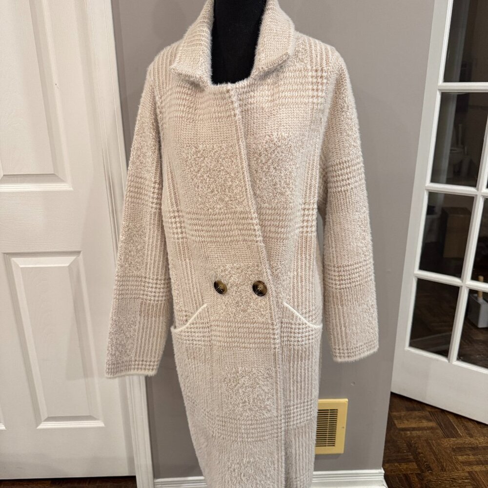 Rino and Pelle Madina Double-Breasted Knit Cardigan in Birch, Size M